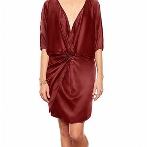 Amour Vert Michelle Burgundy Silk Dress